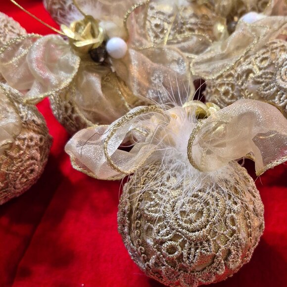 Handcrafted Christmas Ornaments. Gold fabric - Picture 2 of 4